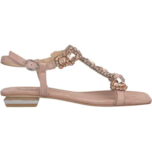 Rhinestone Flat Sandal , female, Sizes: 6 UK, 7 UK, 5 UK, 4 UK - Alma en Pena - Modalova