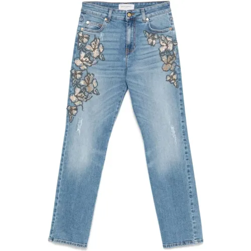 Clear Floral Embroidered Slim Jeans , female, Sizes: M - Ermanno Scervino - Modalova