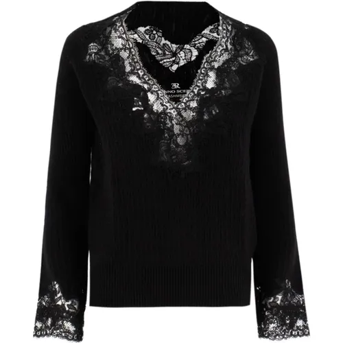 V-Ausschnitt Spitzenpullover - Ermanno Scervino - Modalova