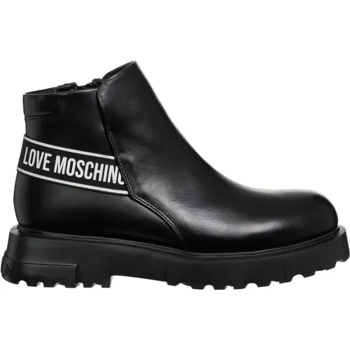 Stiefeletten mit Reißverschluss und einfarbigem Muster , Damen, Größe: 39 EU - Love Moschino - Modalova