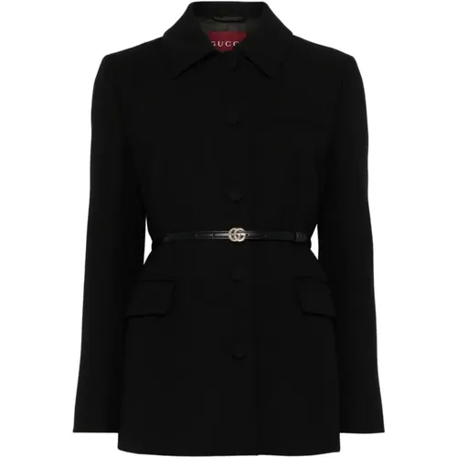 Schwarze Wollcrepe Jacke Klassischer Stil - Gucci - Modalova