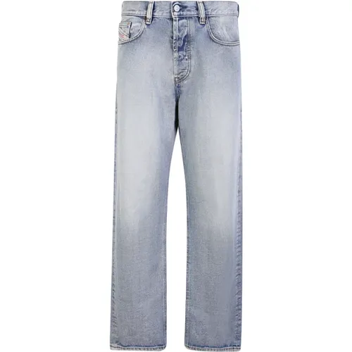 Blaue Stonewashed Jeans mit Geradem Schnitt - Diesel - Modalova