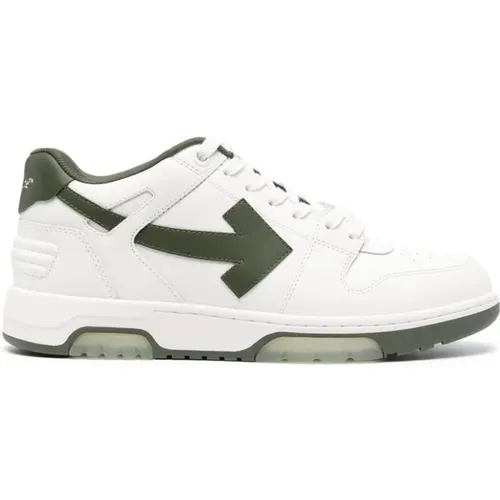 Off , Sneaker with Olive Green Accents , male, Sizes: 8 1/2 UK, 7 UK, 9 UK, 11 UK, 7 1/2 UK, 10 UK, 9 1/2 UK, 8 UK - Off White - Modalova