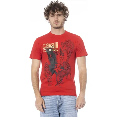 Logo Print Short Sleeve T-shirt , male, Sizes: XL, 2XL, L - Cavalli Class - Modalova