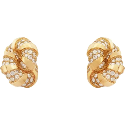 Goldene Metall-Ohrringe mit Kristallen und Geflochtenem Design - Lanvin - Modalova