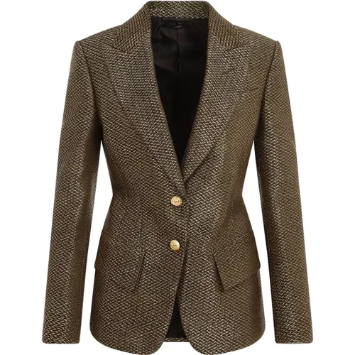 Olive Boucle Single Breasted Jacket , female, Sizes: XS, S - Tom Ford - Modalova