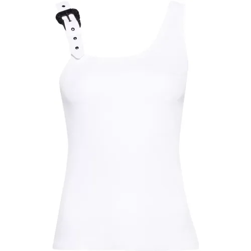 Ribbed Scoop Neck Top , female, Sizes: M, XS - Versace Jeans Couture - Modalova