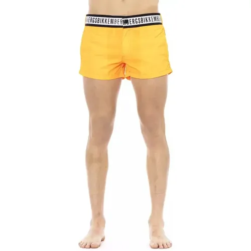 Luxuriöse Orange Badeshorts mit Brandingband , Herren, Größe: L - Bikkembergs - Modalova