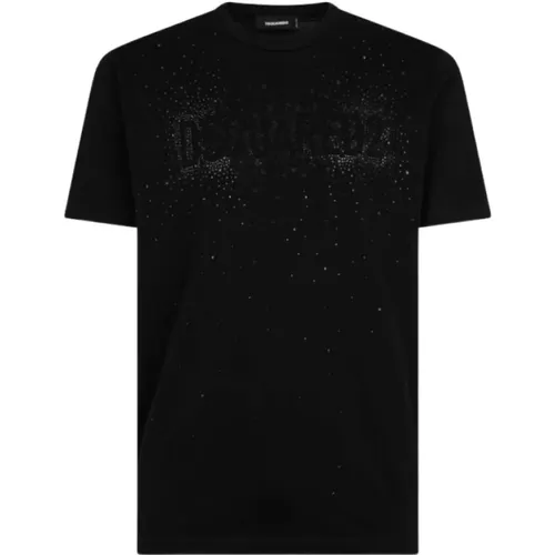 Glitzerndes T-Shirt mit einzigartigem Design , Herren, Größe: L - Dsquared2 - Modalova