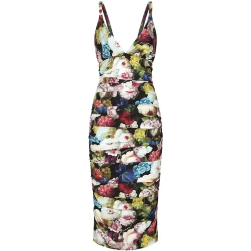 Floral Print Silk Blend Dress , female, Sizes: XS, M, S - Dolce & Gabbana - Modalova
