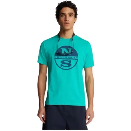 Organisches T-Shirt mit Rundhalsausschnitt und kurzen Ärmeln , Herren, Größe: 2XL - North Sails - Modalova