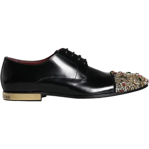 Kristallschmuck Leder Derby Schuhe - Dolce & Gabbana - Modalova