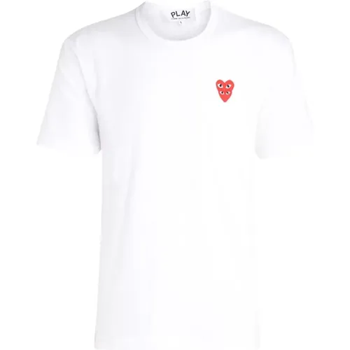 Heart Print Slim Fit T-Shirt , male, Sizes: S, M, L - Comme des Garçons Play - Modalova