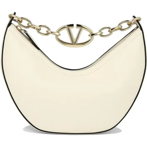 V Logo Moon Leather Shoulder Bag , female, Sizes: ONE SIZE - Valentino Garavani - Modalova