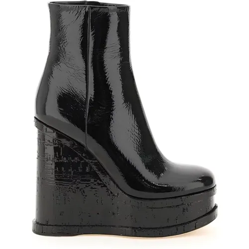 Patent Leather Wedge Ankle Boots , female, Sizes: 6 UK - Haus OF Honey - Modalova