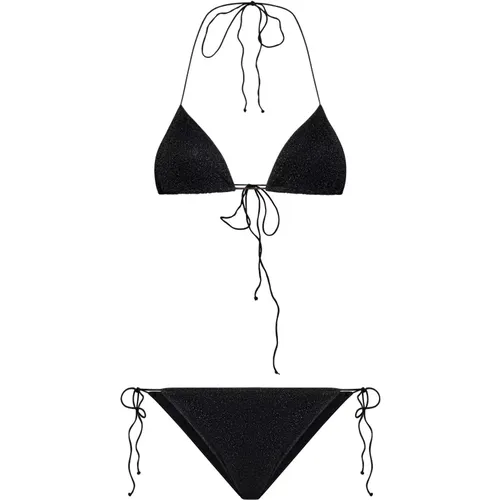 Schwarzes Lumière Halterneck Bikini , Damen, Größe: L - Oseree - Modalova