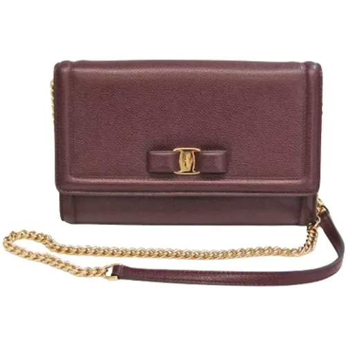 Burgundy Leather Crossbody Bag , female, Sizes: ONE SIZE - Salvatore Ferragamo Pre-owned - Modalova