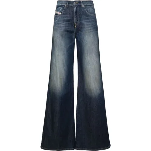 Blaue Stonewashed Flared Jeans , Damen, Größe: W25 - Diesel - Modalova