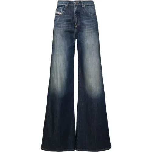 Blaue Stonewashed Flared Jeans , Damen, Größe: W28 - Diesel - Modalova