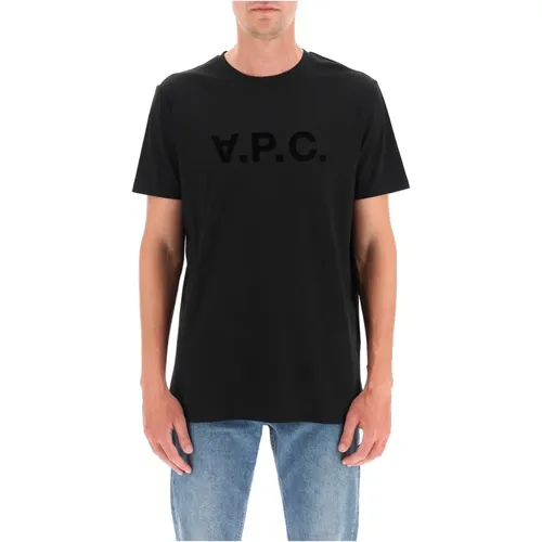 Flocked V.p.c. Logo T-Shirt , Herren, Größe: XL - A.p.c. - Modalova