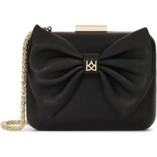 Schwarze Clutch-Tasche mit großer Schleife vorne - Kazar - Modalova