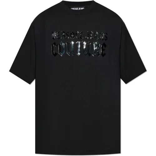 T-Shirt mit bedrucktem Logo , Herren, Größe: M - Versace Jeans Couture - Modalova