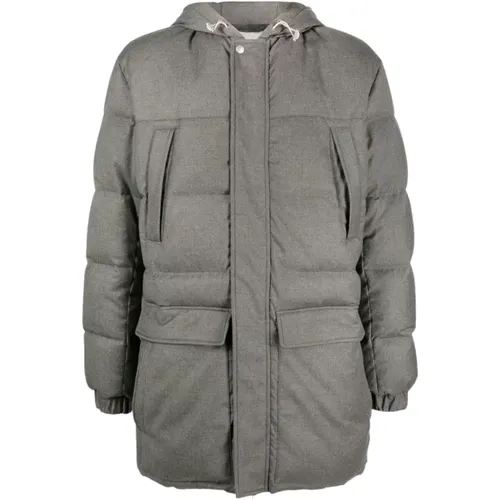 Grey Quilted Parka with Hood , male, Sizes: 4XL, 3XL - Eleventy - Modalova