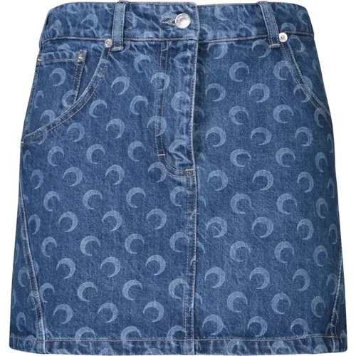 Blaue Halbmond Denim Mini Rock - Marine Serre - Modalova