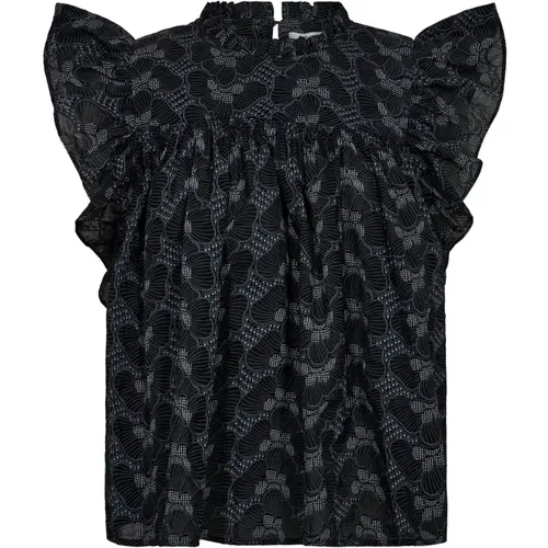 Feminine Top with Ruffle Sleeves , female, Sizes: S, XL, L, XS, M - Co'Couture - Modalova