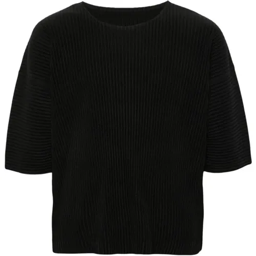 Schwarze Plissierte T-Shirts und Polos - Issey Miyake - Modalova