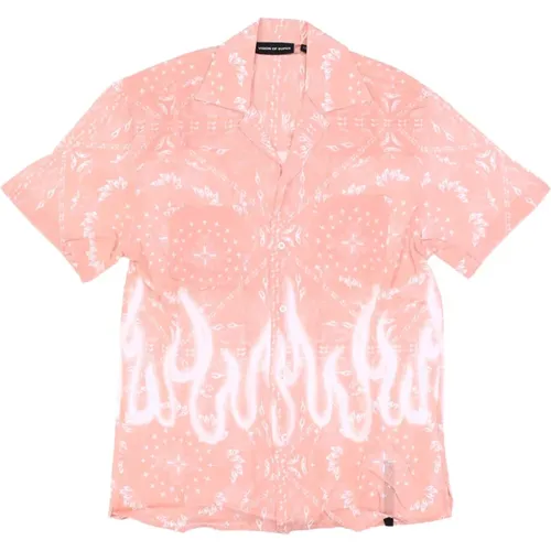 Flames Bandana Print Short Sleeve Shirt - VISION OF SUPER - Modalova