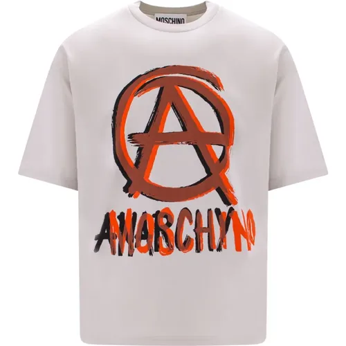Anarchy Print Bio-Baumwoll T-Shirt für Männer - Moschino - Modalova