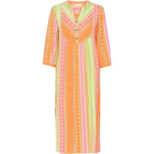 Colorful Caftan Dress Power Green , female, Sizes: XS, XL, M, S, L - Cream - Modalova