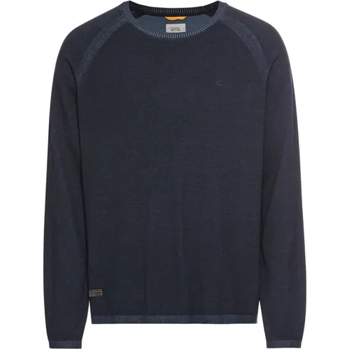 Nachtblauer Pullover, Stilvolles Design , Herren, Größe: L - camel active - Modalova