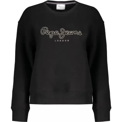 Schwarzer Baumwoll-Sweatshirt mit Logoaufdruck , Damen, Größe: S - Pepe Jeans - Modalova