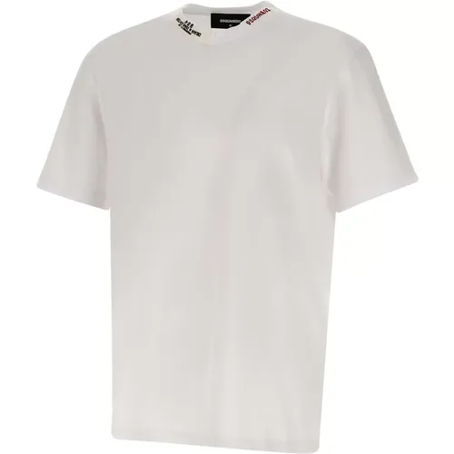 Weiße Baumwoll-T-Shirt mit Logo , Herren, Größe: L - Dsquared2 - Modalova