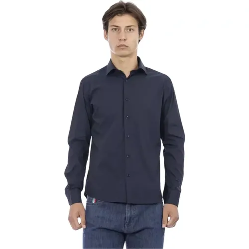 Blau Slim-Fit Designer Hemd , Herren, Größe: XL - Baldinini - Modalova