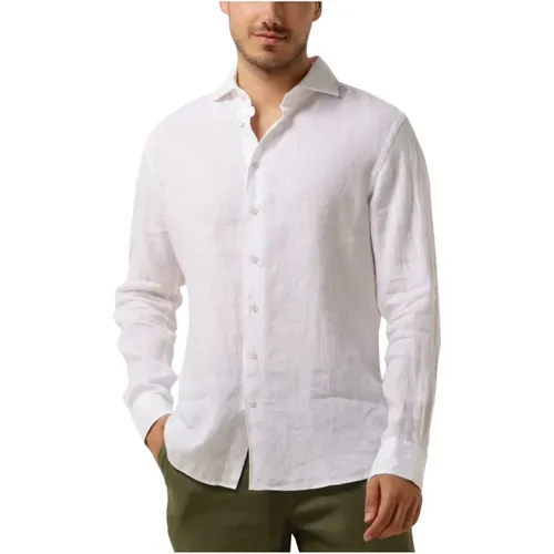 Weißes Leinenhemd X-cutaway Stil,Leinen X-Cutaway Hemd ,Herren Leinen X-Cutaway Hemd,Mint Leinen X-Cutaway Hemd - Profuomo - Modalova