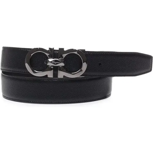 Leather Iconic Buckle Belt , male, Sizes: 90 CM - Salvatore Ferragamo - Modalova
