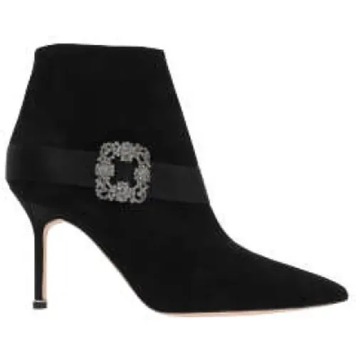 Suede Jewel Buckle Boots , female, Sizes: 7 UK - Manolo Blahnik - Modalova