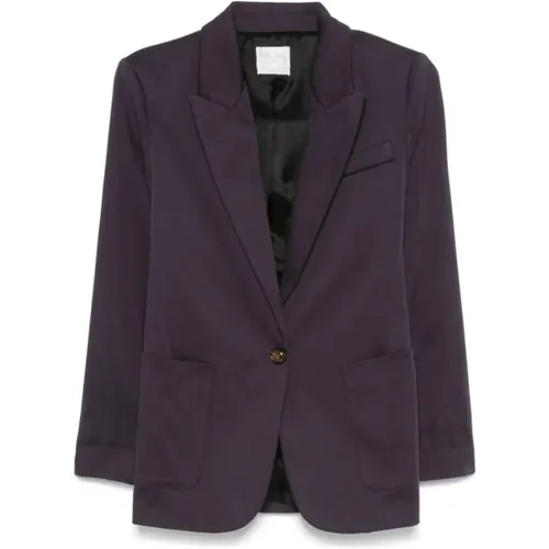 Blue Cotton Blend Jacket Peak Lapels , female, Sizes: XS, L, S, M - Forte Forte - Modalova