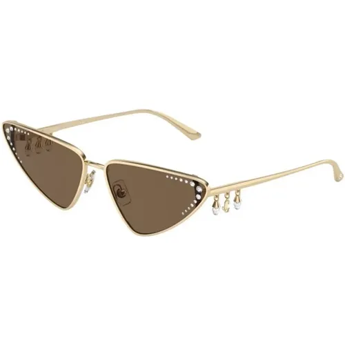 Goldener Rahmen Braune Dunkle Gläser Sonnenbrille - Jimmy Choo - Modalova