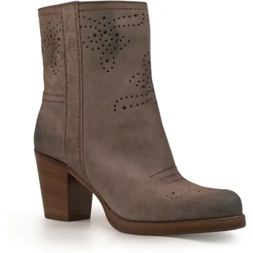 Ankle Boots in Anthracite Suede , female, Sizes: 2 1/2 UK - Car Shoe - Modalova