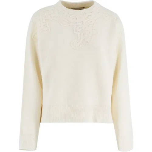 Floral Lace Wool Sweater , female, Sizes: S - Ermanno Scervino - Modalova