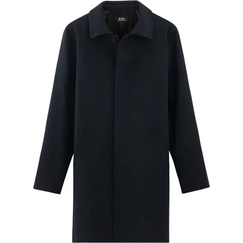 Navy Wool Blend Coat , male, Sizes: L, S, XL, M - A.p.c. - Modalova