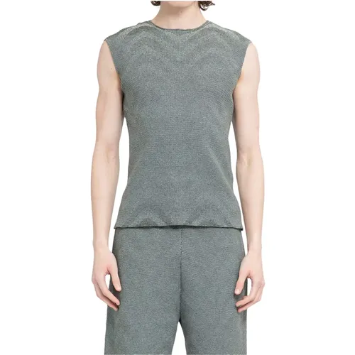 Grey Lenticular Sleeveless Tank Top , male, Sizes: XL - Isa Boulder - Modalova