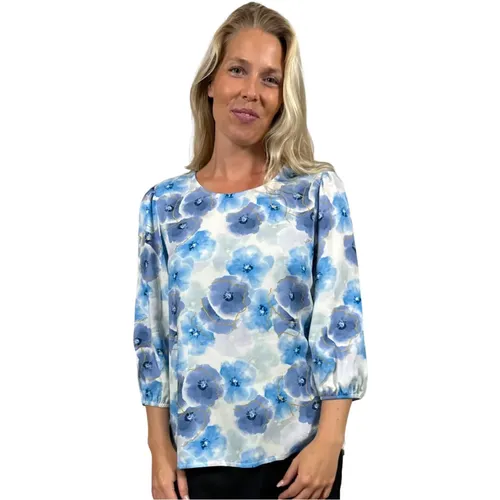 Blumenmuster Bluse Sammy.Sp24 Blau , Damen, Größe: L - 2-Biz - Modalova