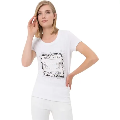 Buchstaben Grafik Strass T-shirt , Damen, Größe: S - Fracomina - Modalova