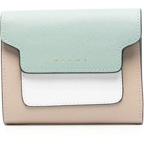 Colour-Block Calf Leather Wallet , female, Sizes: ONE SIZE - Marni - Modalova