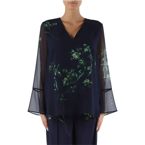 Floral Georgette Blouse , female, Sizes: 2XL, 3XL - Elena Mirò - Modalova